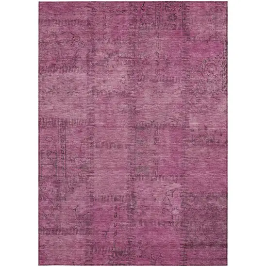 Blush Pink And Mauve Patchwork Washable Indoor Outdoor Area Rug Photo 6