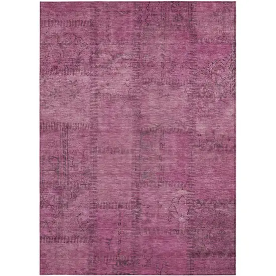 Blush Pink And Mauve Patchwork Washable Indoor Outdoor Area Rug Photo 6