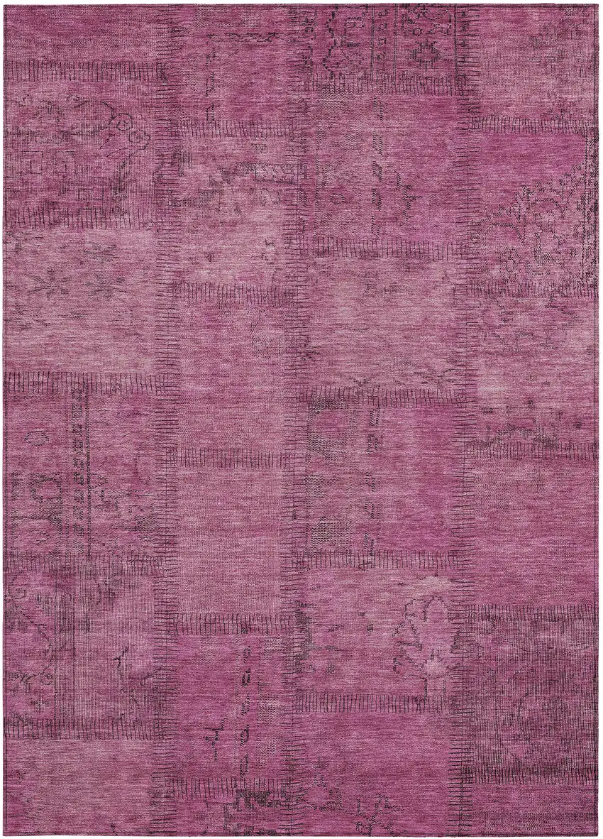 Blush Pink And Mauve Patchwork Washable Indoor Outdoor Area Rug Photo 6