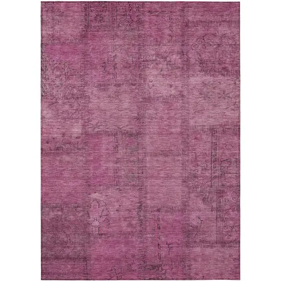 Blush Pink And Mauve Patchwork Washable Indoor Outdoor Area Rug Photo 2