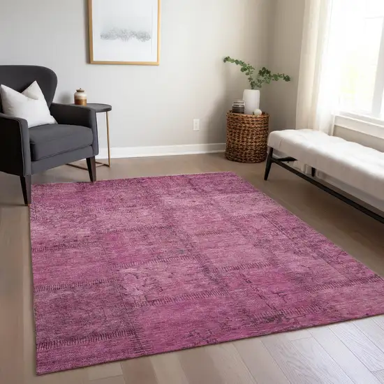 Blush Pink And Mauve Patchwork Washable Indoor Outdoor Area Rug Photo 9