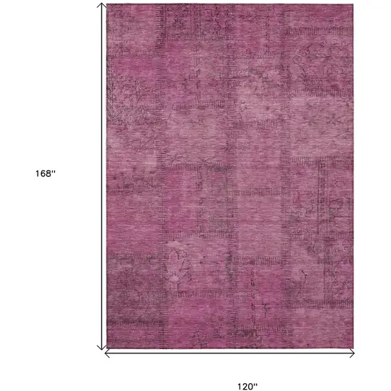 Blush Pink And Mauve Patchwork Washable Indoor Outdoor Area Rug Photo 3
