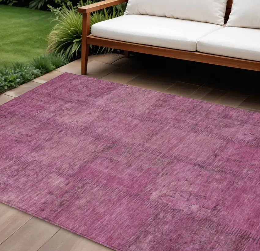 Blush Pink And Mauve Patchwork Washable Indoor Outdoor Area Rug Photo 1