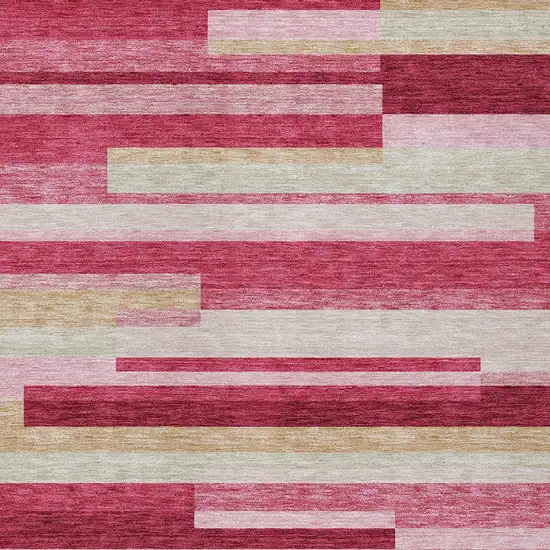 Blush Pink And Mauve Striped Washable Indoor Outdoor Area Rug Photo 5