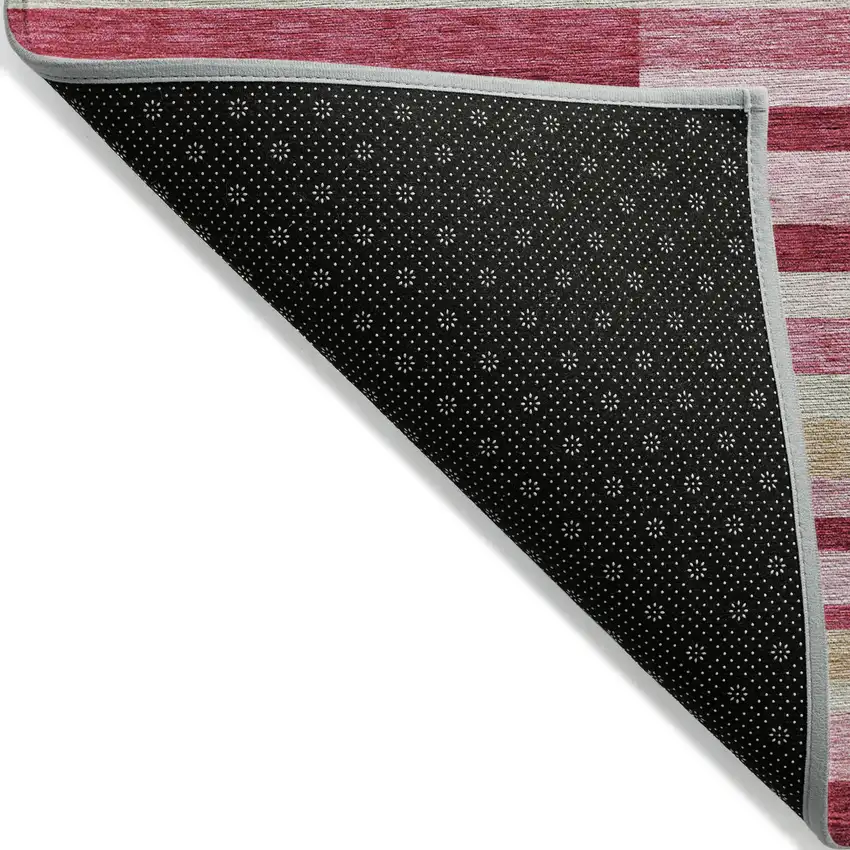 Blush Pink And Mauve Striped Washable Indoor Outdoor Area Rug Photo 2