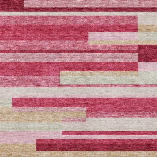 Blush Pink And Mauve Striped Washable Indoor Outdoor Area Rug Photo 7