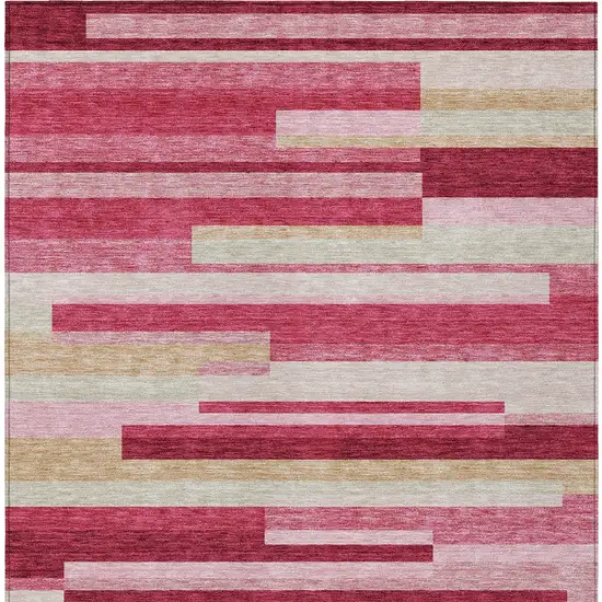 Blush Pink And Mauve Striped Washable Indoor Outdoor Area Rug Photo 6