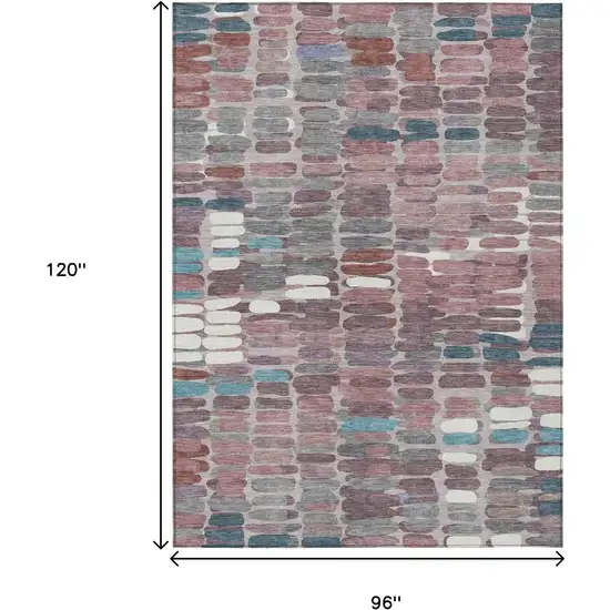 Blush Pink And Merlot Abstract Washable Indoor Outdoor Area Rug Photo 3