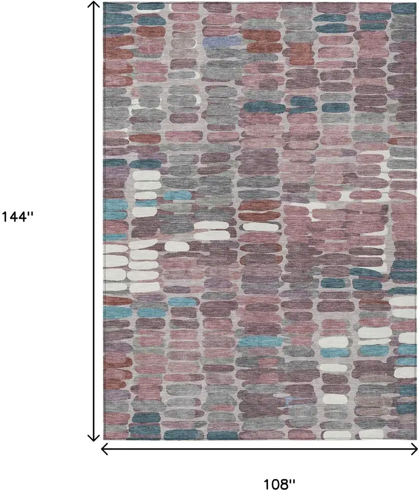 Blush Pink And Merlot Abstract Washable Indoor Outdoor Area Rug Photo 3