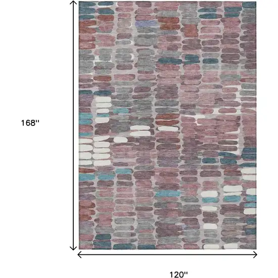 Blush Pink And Merlot Abstract Washable Indoor Outdoor Area Rug Photo 3