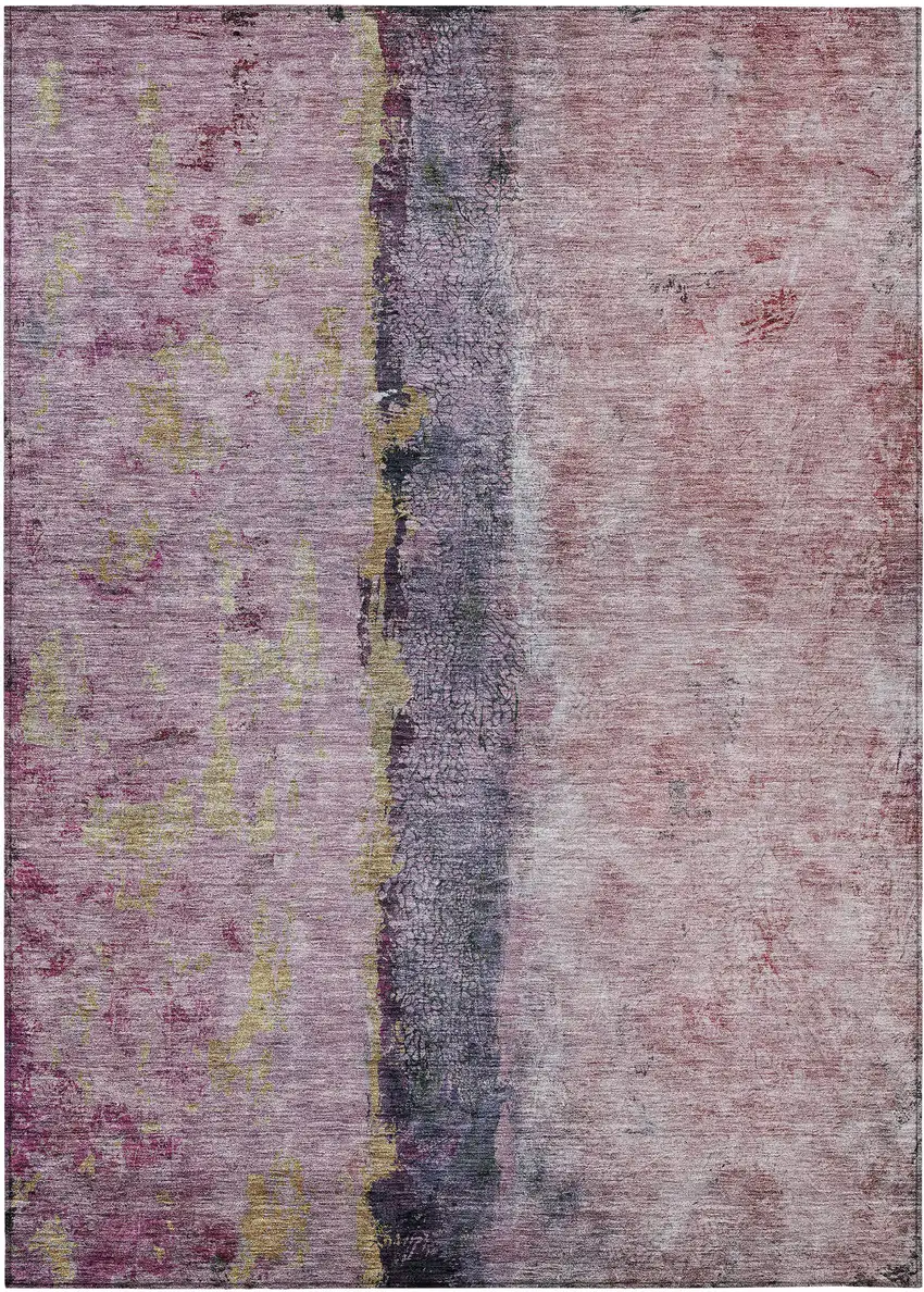 Blush Pink And Purple Abstract Washable Indoor Outdoor Area Rug Photo 2