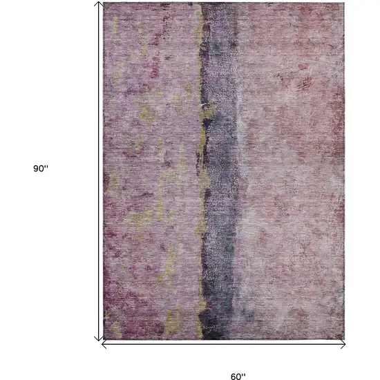 Blush Pink And Purple Abstract Washable Indoor Outdoor Area Rug Photo 3
