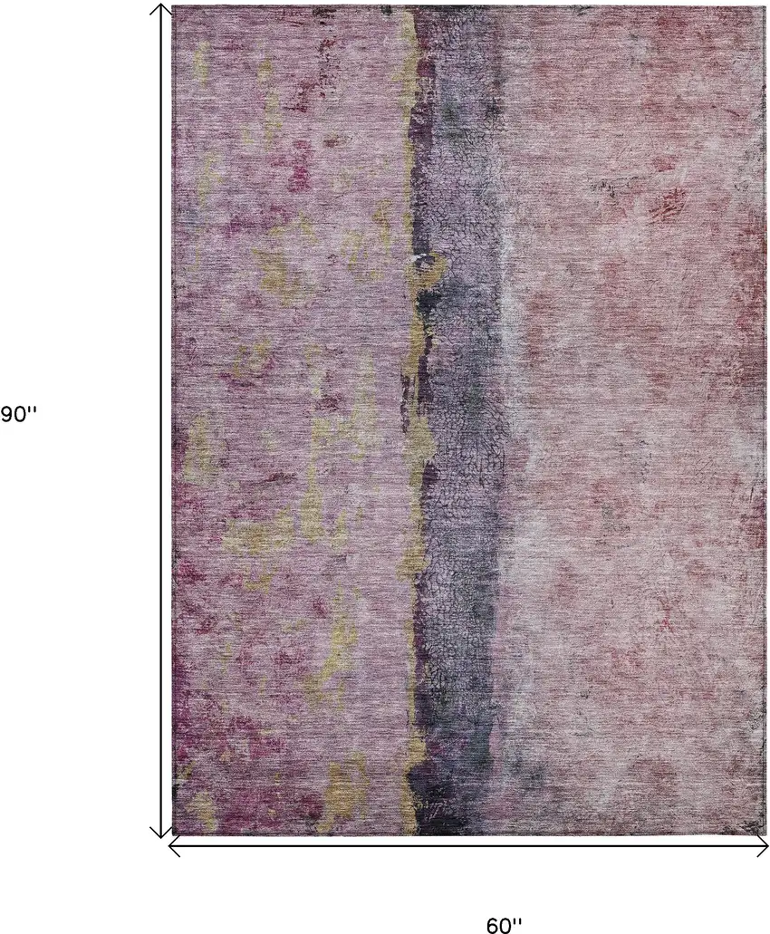 Blush Pink And Purple Abstract Washable Indoor Outdoor Area Rug Photo 3