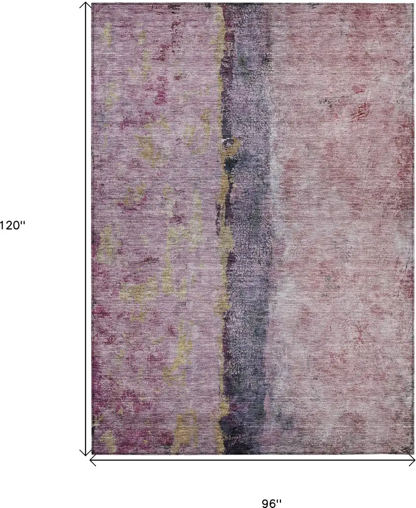 Blush Pink And Purple Abstract Washable Indoor Outdoor Area Rug Photo 3