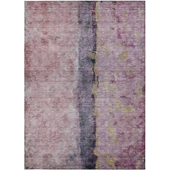 Blush Pink And Purple Abstract Washable Indoor Outdoor Area Rug Photo 7