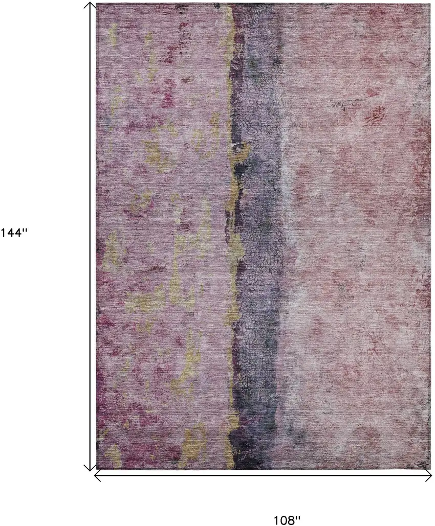 Blush Pink And Purple Abstract Washable Indoor Outdoor Area Rug Photo 3