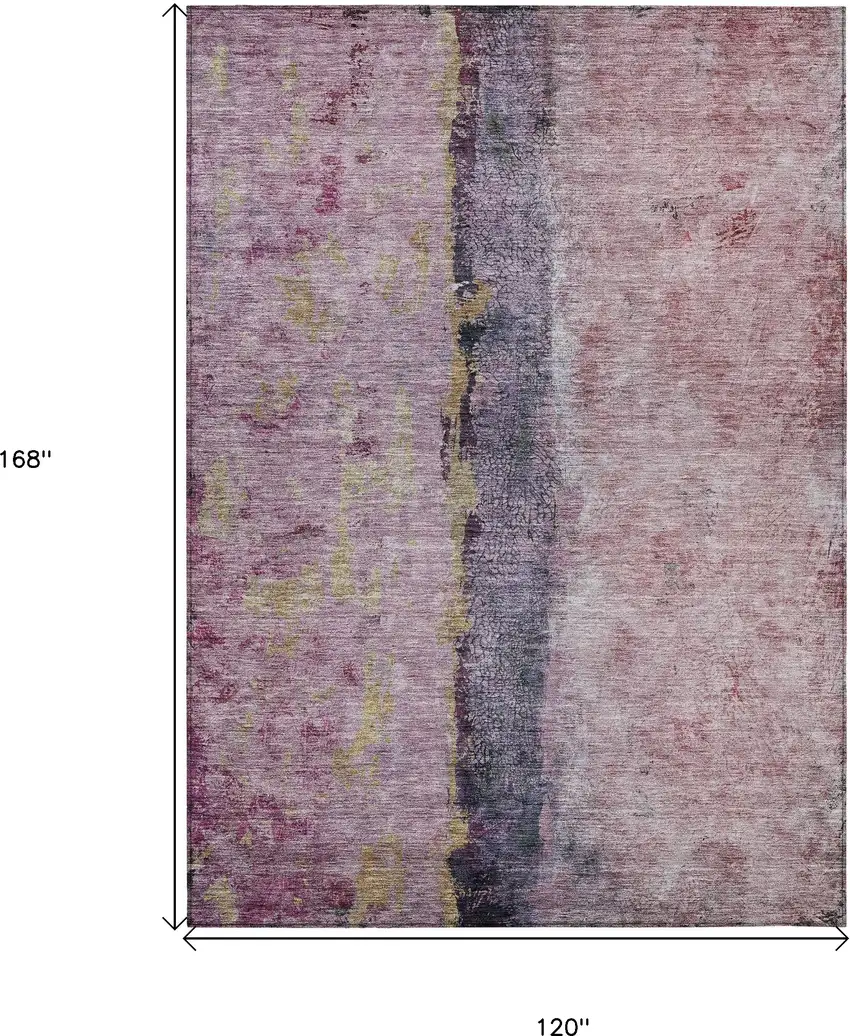 Blush Pink And Purple Abstract Washable Indoor Outdoor Area Rug Photo 3
