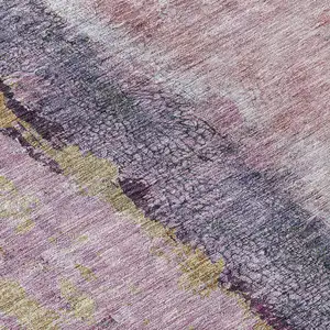 Photo of Blush Pink And Purple Abstract Washable Indoor Outdoor Area Rug