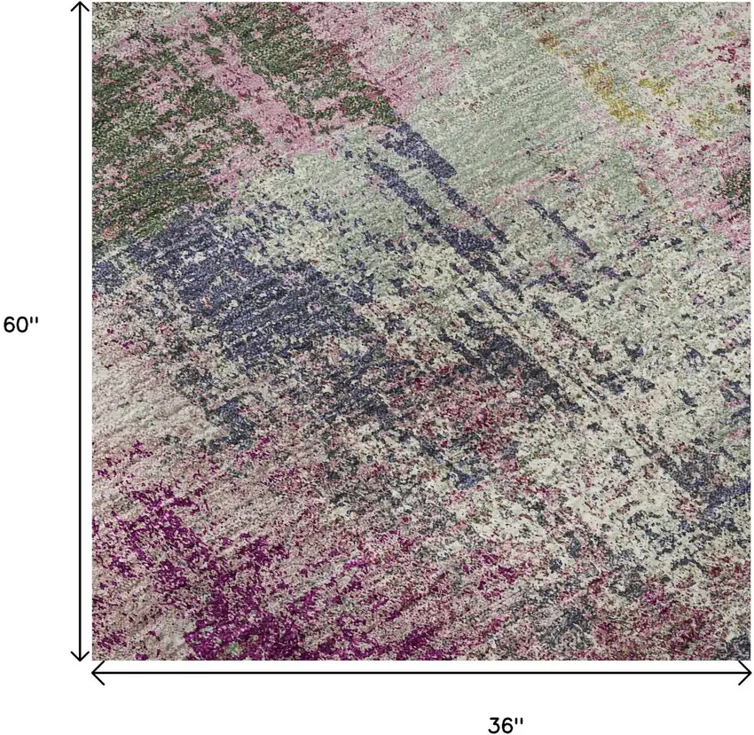 Blush Purple And Gray Abstract Washable Area Rug With UV Protection Photo 9