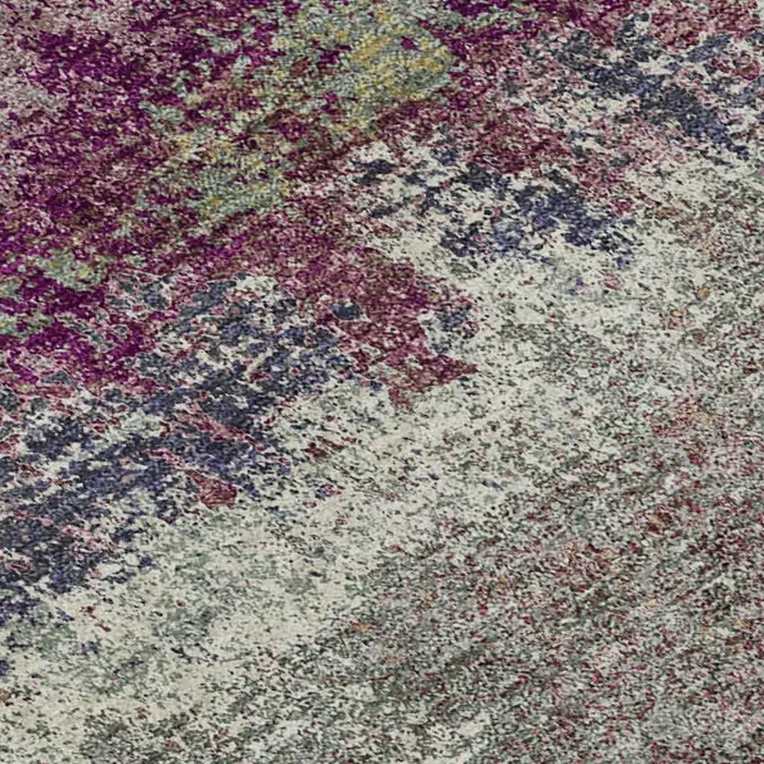 Blush Purple And Gray Abstract Washable Area Rug With UV Protection Photo 4