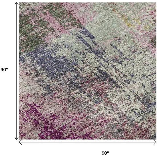 Blush Purple And Gray Abstract Washable Area Rug With UV Protection Photo 9