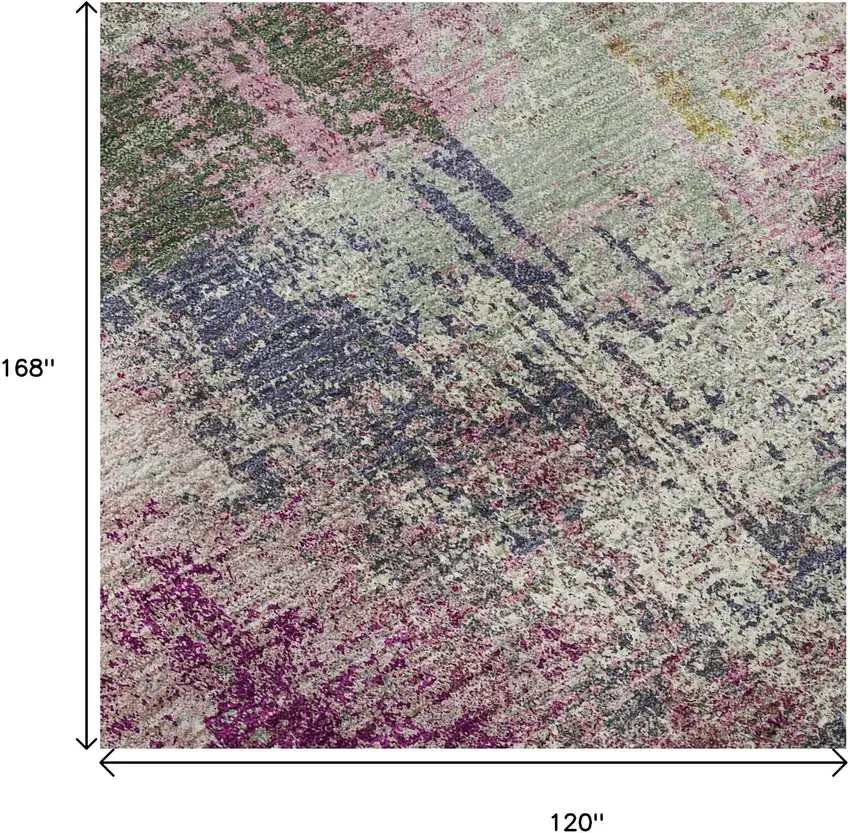 Blush Purple And Gray Abstract Washable Area Rug With UV Protection Photo 9