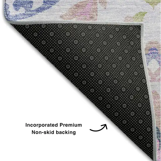 Blush Purple And Green Floral Washable Area Rug With UV Protection Photo 8