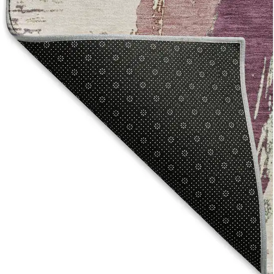 Blush Purple And Ivory Abstract Washable Area Rug With UV Protection Photo 6