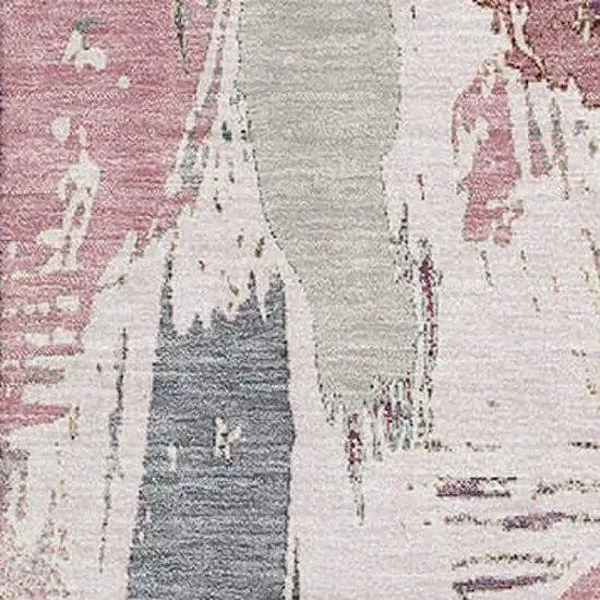 Blush Purple And Ivory Abstract Washable Area Rug With UV Protection Photo 2