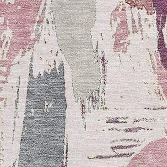 Blush Purple And Ivory Abstract Washable Area Rug With UV Protection Photo 2