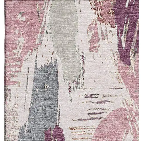 Blush Purple And Ivory Abstract Washable Area Rug With UV Protection Photo 3