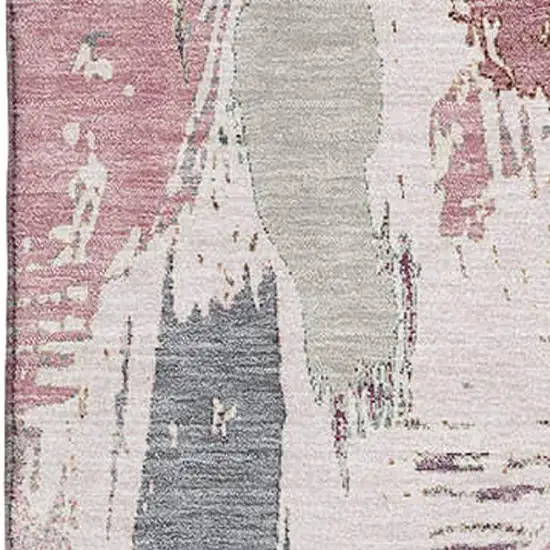 Blush Purple And Ivory Abstract Washable Area Rug With UV Protection Photo 2