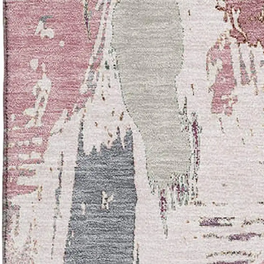 Blush Purple And Ivory Abstract Washable Area Rug With UV Protection Photo 2