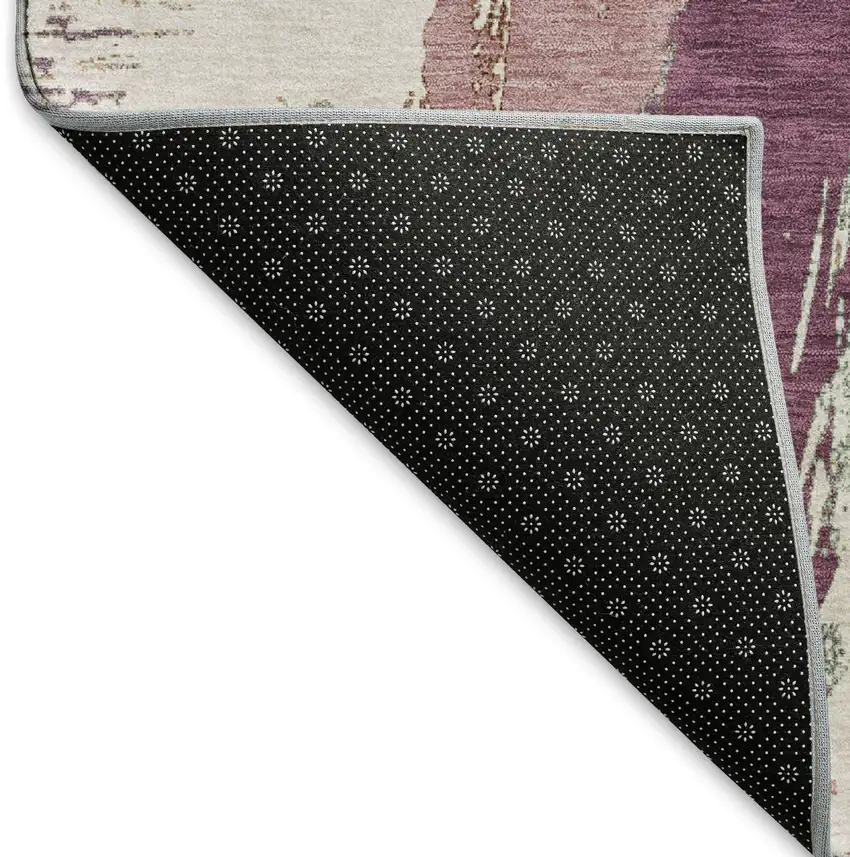 Blush Purple And Ivory Abstract Washable Area Rug With UV Protection Photo 6
