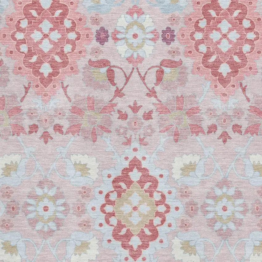 Blush Purple And Ivory Oriental Washable Area Rug With UV Protection Photo 2