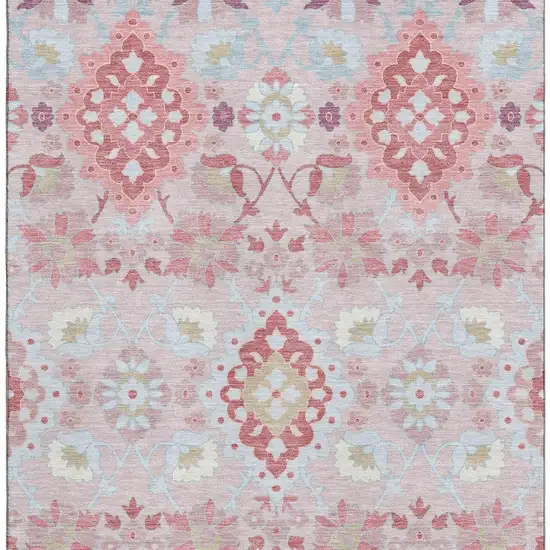 Blush Purple And Ivory Oriental Washable Area Rug With UV Protection Photo 3