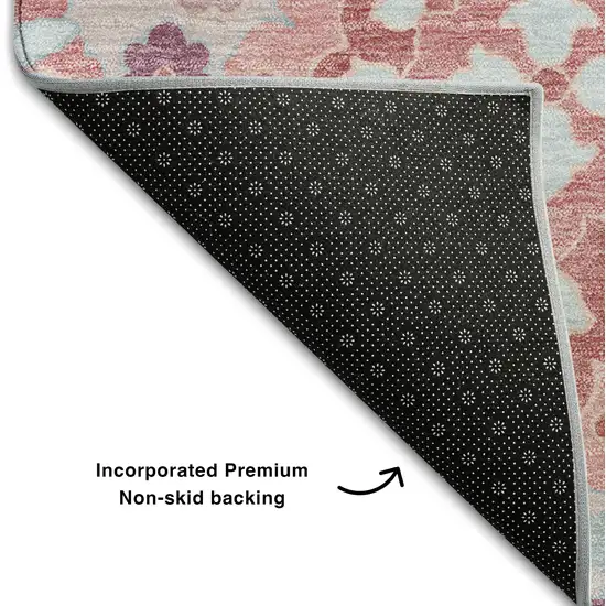 Blush Purple And Ivory Oriental Washable Area Rug With UV Protection Photo 7