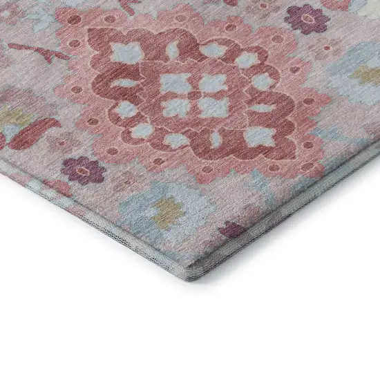 Blush Purple And Ivory Oriental Washable Area Rug With UV Protection Photo 7