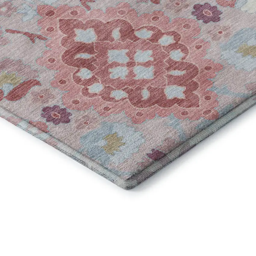 Blush Purple And Ivory Oriental Washable Area Rug With UV Protection Photo 7