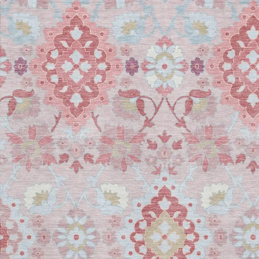 Blush Purple And Ivory Oriental Washable Area Rug With UV Protection Photo 2