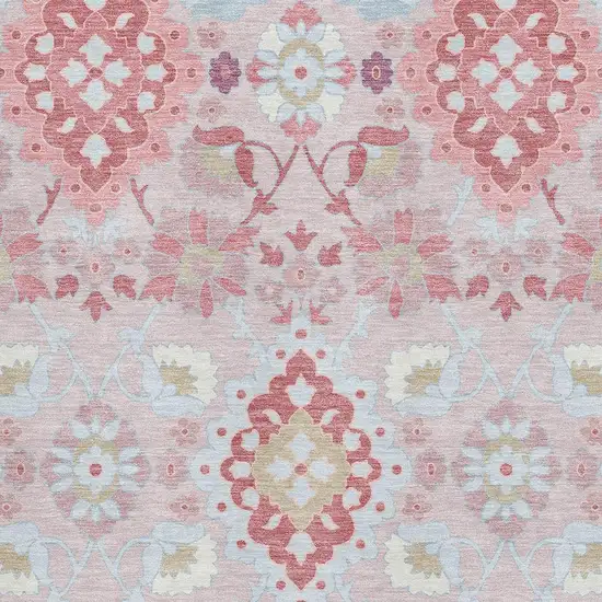 Blush Purple And Ivory Oriental Washable Area Rug With UV Protection Photo 2