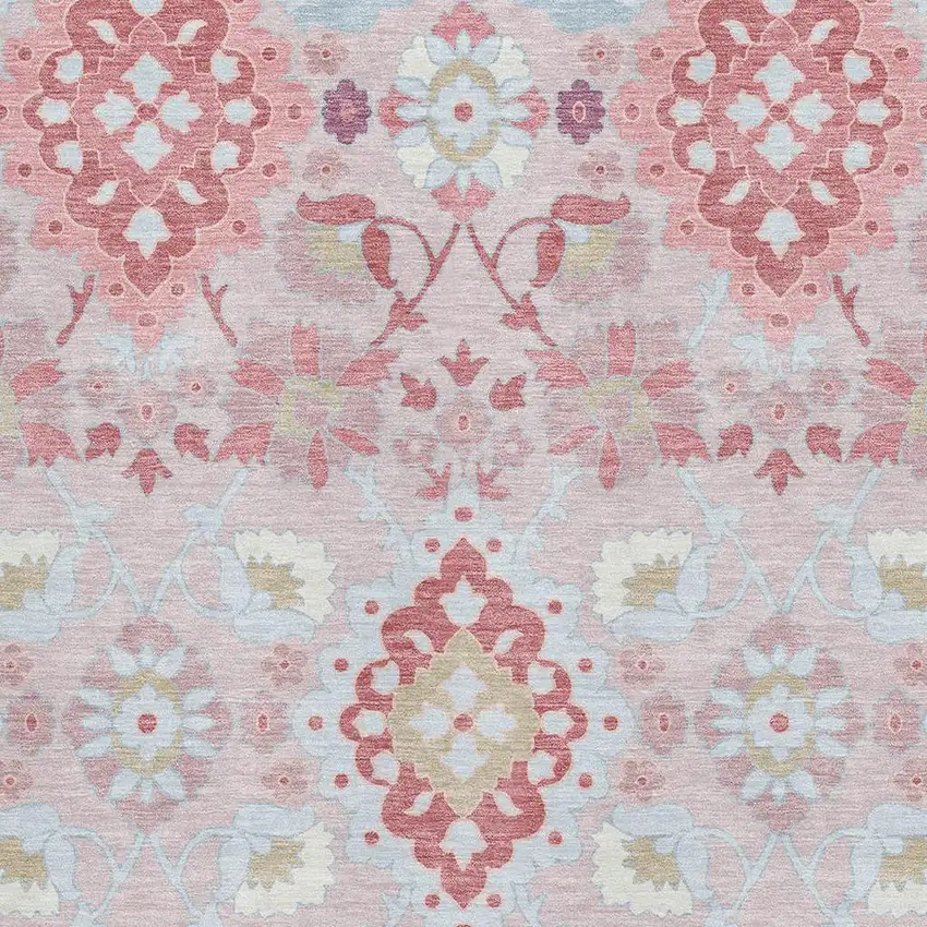 Blush Purple And Ivory Oriental Washable Area Rug With UV Protection Photo 2