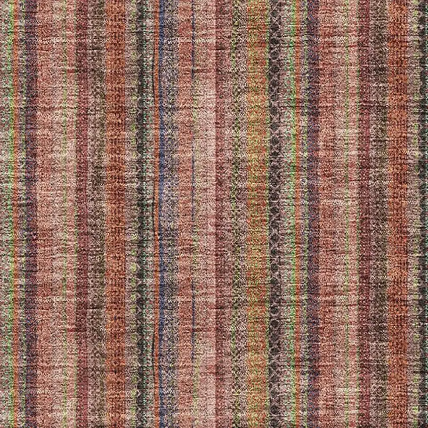 Blush Purple And Orange Striped Washable Area Rug With UV Protection Photo 3