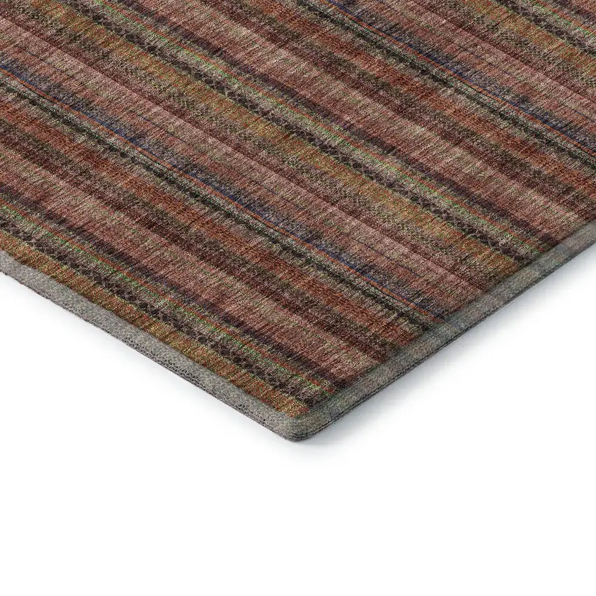 Blush Purple And Orange Striped Washable Area Rug With UV Protection Photo 5