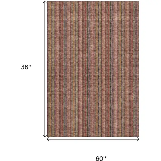 Blush Purple And Orange Striped Washable Area Rug With UV Protection Photo 9