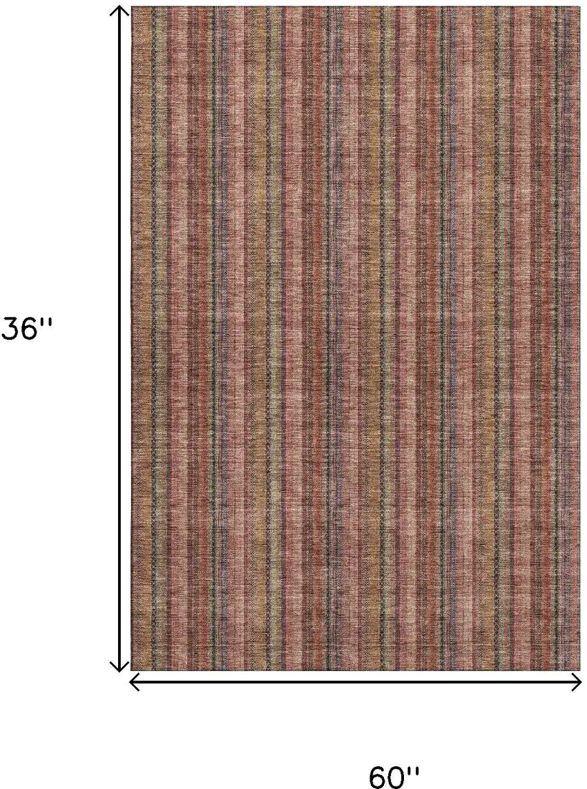 Blush Purple And Orange Striped Washable Area Rug With UV Protection Photo 9