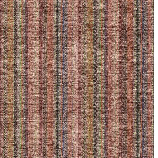 Blush Purple And Orange Striped Washable Area Rug With UV Protection Photo 4