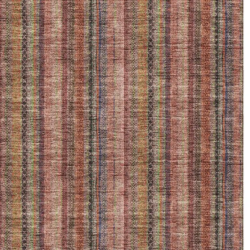 Blush Purple And Orange Striped Washable Area Rug With UV Protection Photo 4