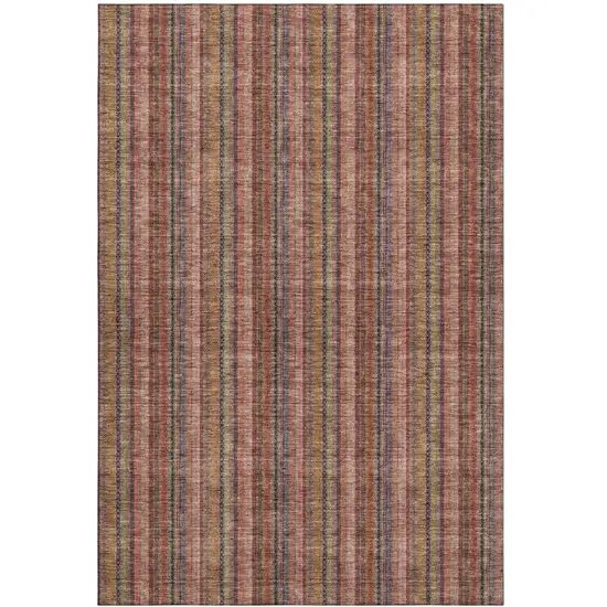 Blush Purple And Orange Striped Washable Area Rug With UV Protection Photo 2