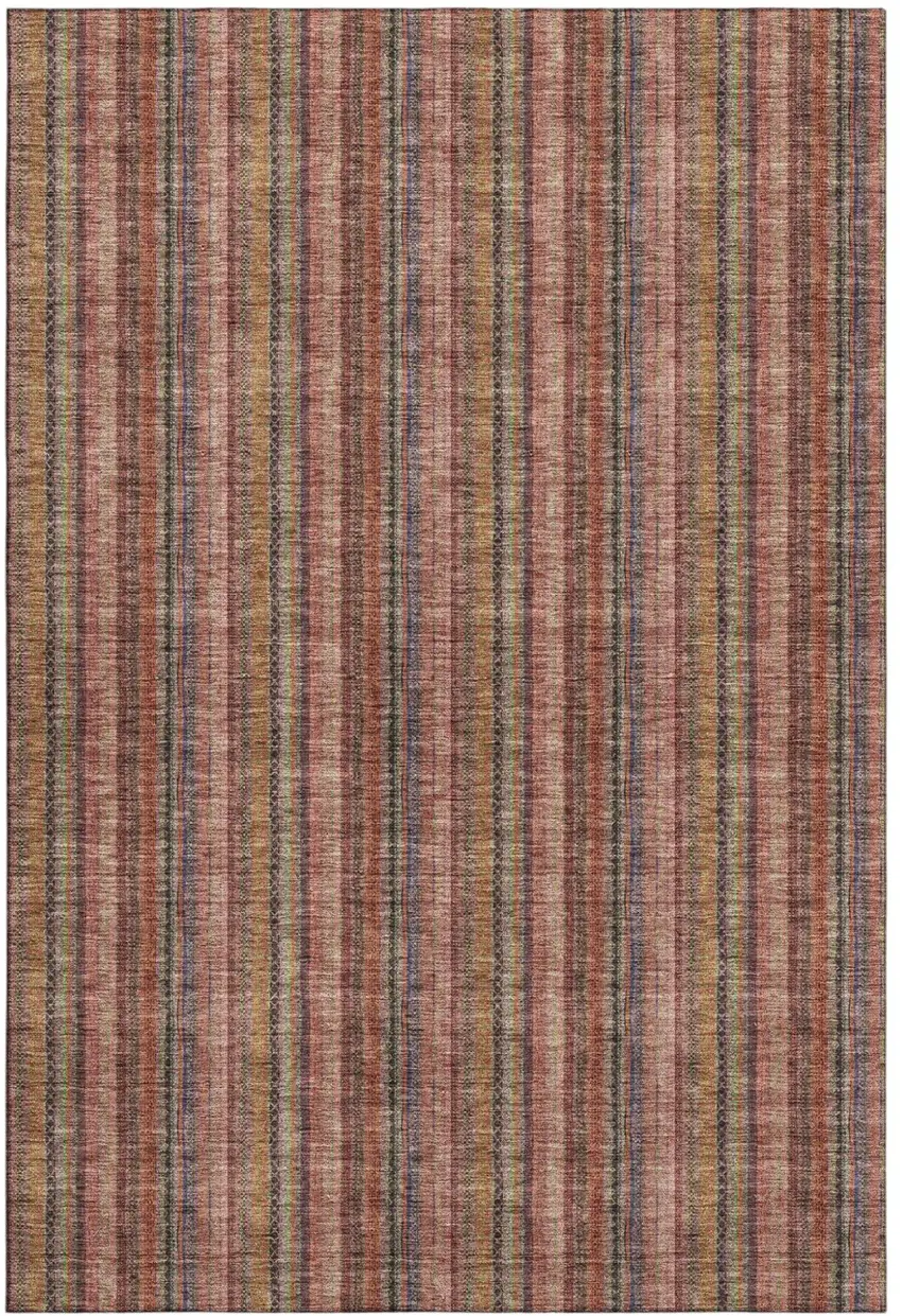 Blush Purple And Orange Striped Washable Area Rug With UV Protection Photo 2